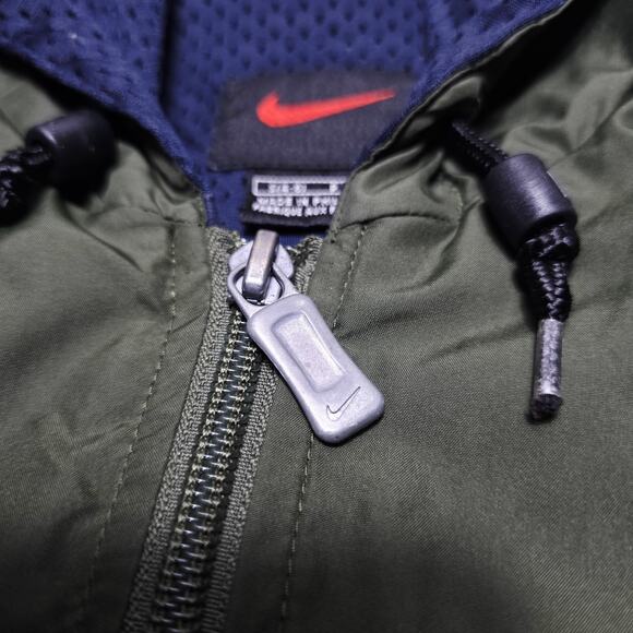 Vintage Nike Jacket Women's Small Full Zip Hooded Windbreaker Swoosh 90's Green - Picture 6 of 10